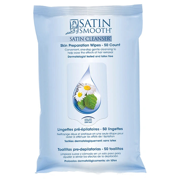 Satin Smooth Skin Cleanser Preparation Wipes 50 Count
