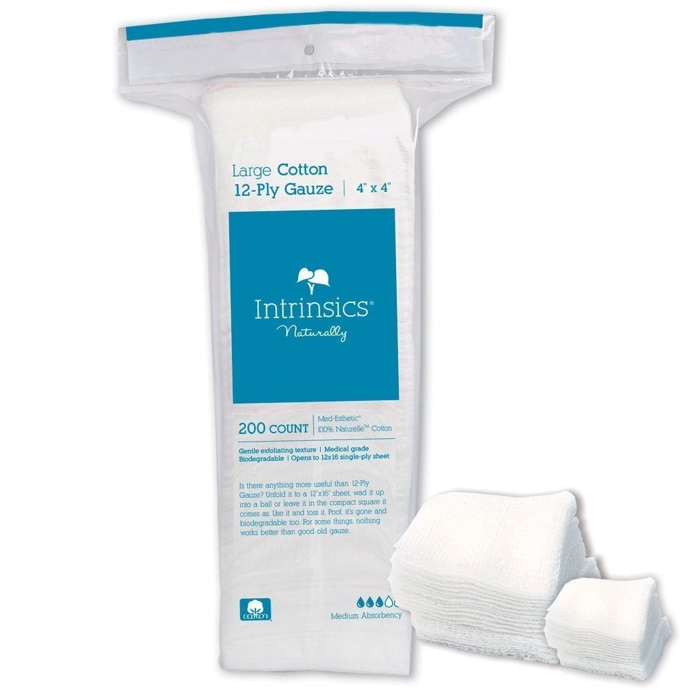 Intrinsics Cotton 12 Ply Gauze Pads 4x4 200 Count